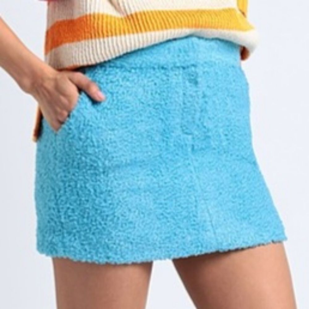 Topshop Blue Fuzzy Textured Mini Skirt Size 4